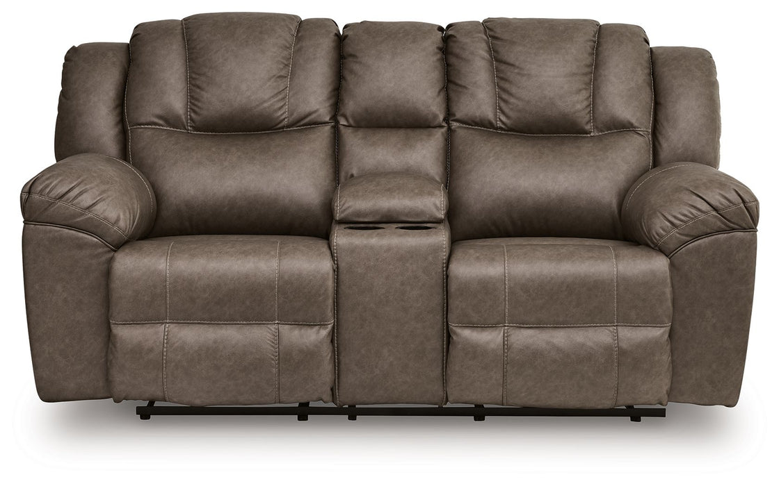 Lowilla - Double Reclining Loveseat With Console - Driftwood - Simple Home Plus