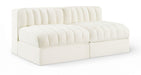 Rummi - Velvet Performance Fabric Upholstered 2 Piece Modular Armless Loveseat - Simple Home Plus
