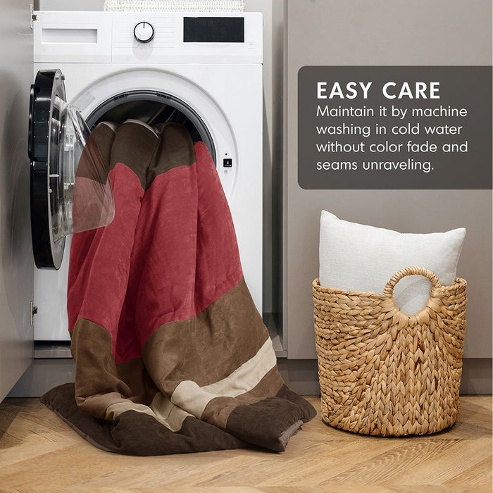Boulder Stripe - Full/Queen Pieced Comforter Set - Brick - Simple Home Plus