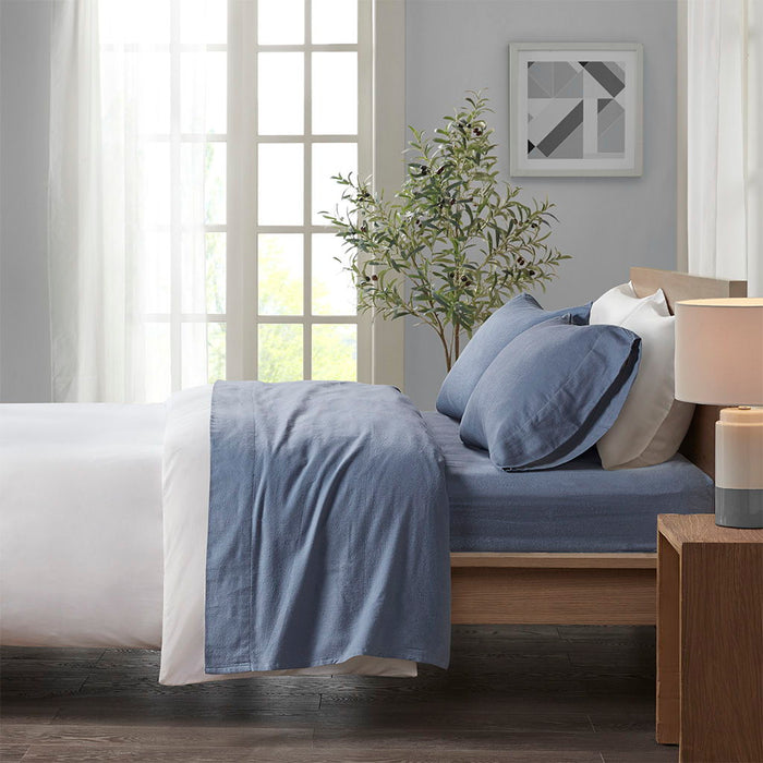 Cozy Flannel - Twin Sheet Set - Blue Solid