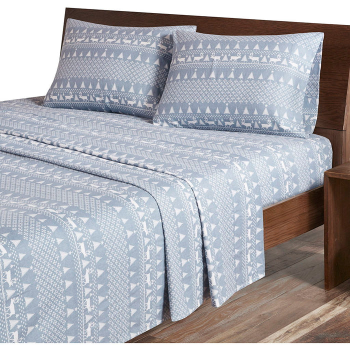 Flannel - Queen Sheet Set - Blue Winter Frost - Simple Home Plus