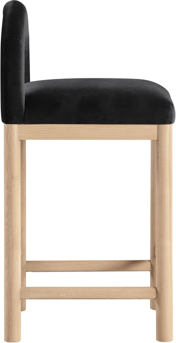 Conrad - Velvet Counter Stool With Natural Legs - Simple Home Plus