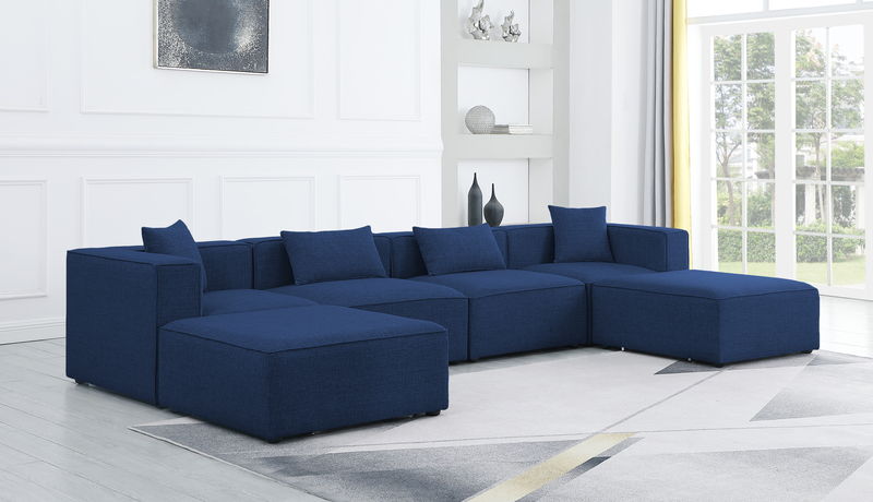Cube - Linen 6 Piece Modular Double Chaise Sectional