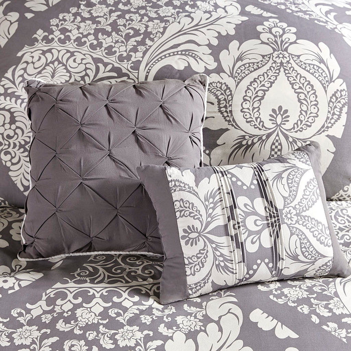 Vienna - King 6 Piece Printed Duvet Cover Set - Gray - Simple Home Plus