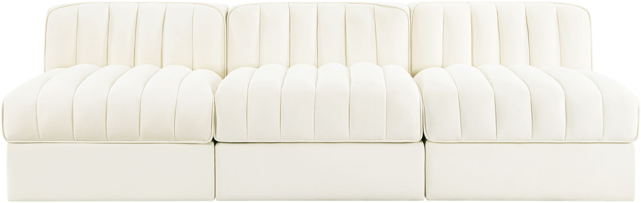Rummi - Velvet Performance Fabric Upholstered 3 Piece Modular Armless Sofa - Simple Home Plus