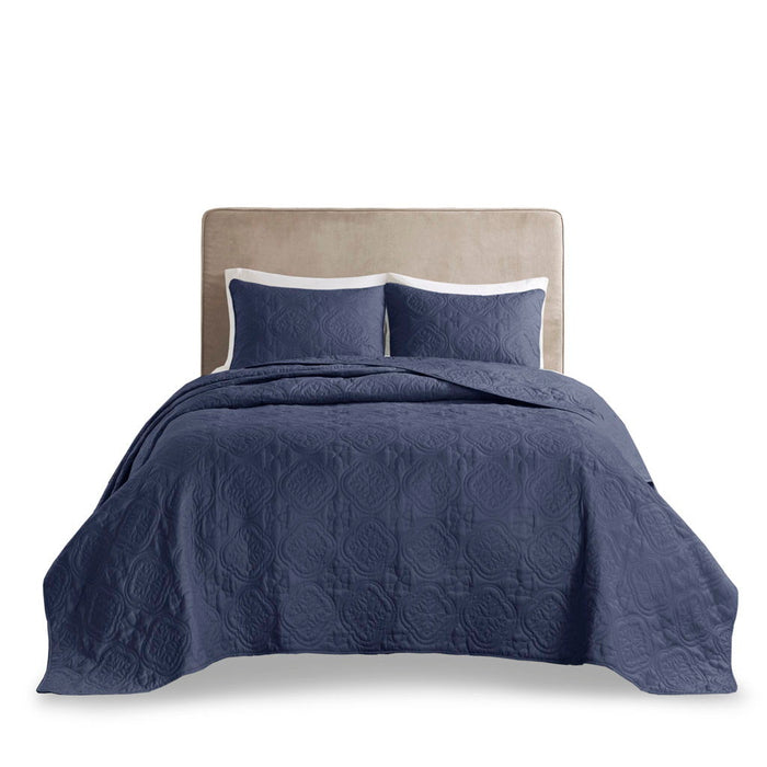 Oakley - 3 Piece Reversible Bedspread Set - Navy - Simple Home Plus