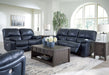 Leesworth - 3 Pc. - Power Reclining Sofa, Power Reclining Loveseat, Power Rocker Recliner - Ocean - Simple Home Plus