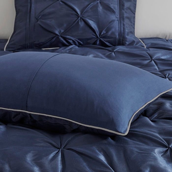 Laurel - King 7 Piece Tufted Comforter Set - Navy - Simple Home Plus