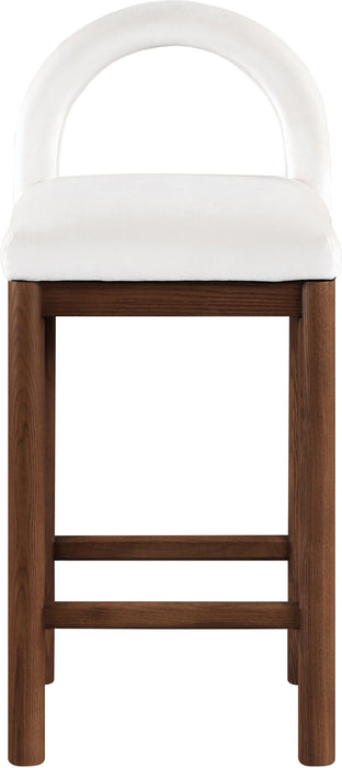 Conrad - Velvet Counter Stool With Brown Legs - Simple Home Plus