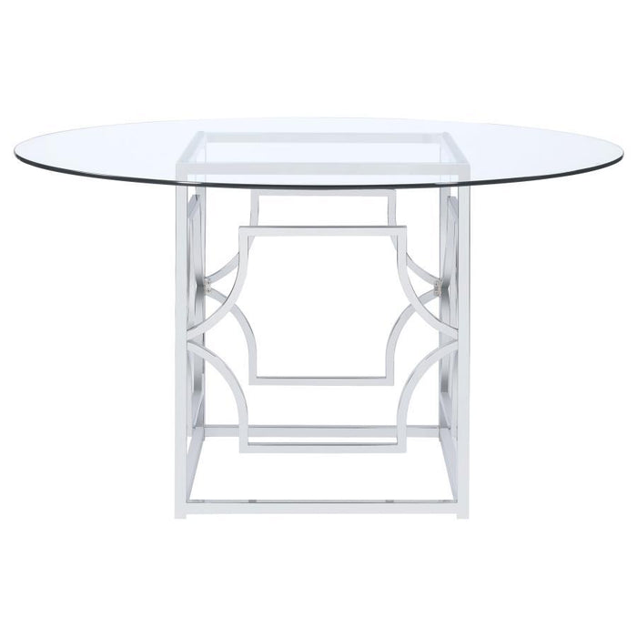 Starlight - Round Glass Top Metal Dining Table - Simple Home Plus