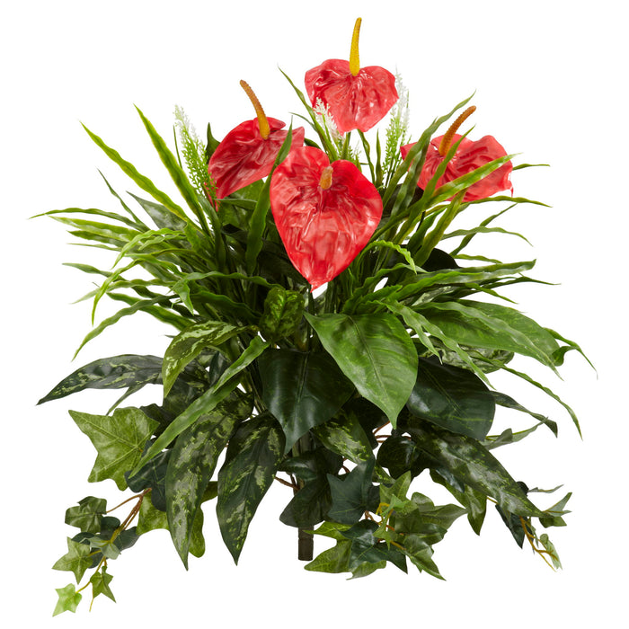 24" Mixed Anthurium Artificial Plant (Set of 2)