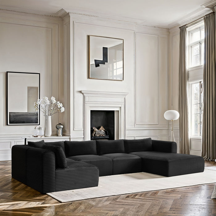 Shaggy - 5 Piece Modular U-Shaped Sectional - Simple Home Plus