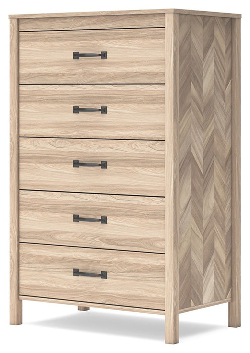 Battelle - Tan - Five Drawer Chest - Simple Home Plus