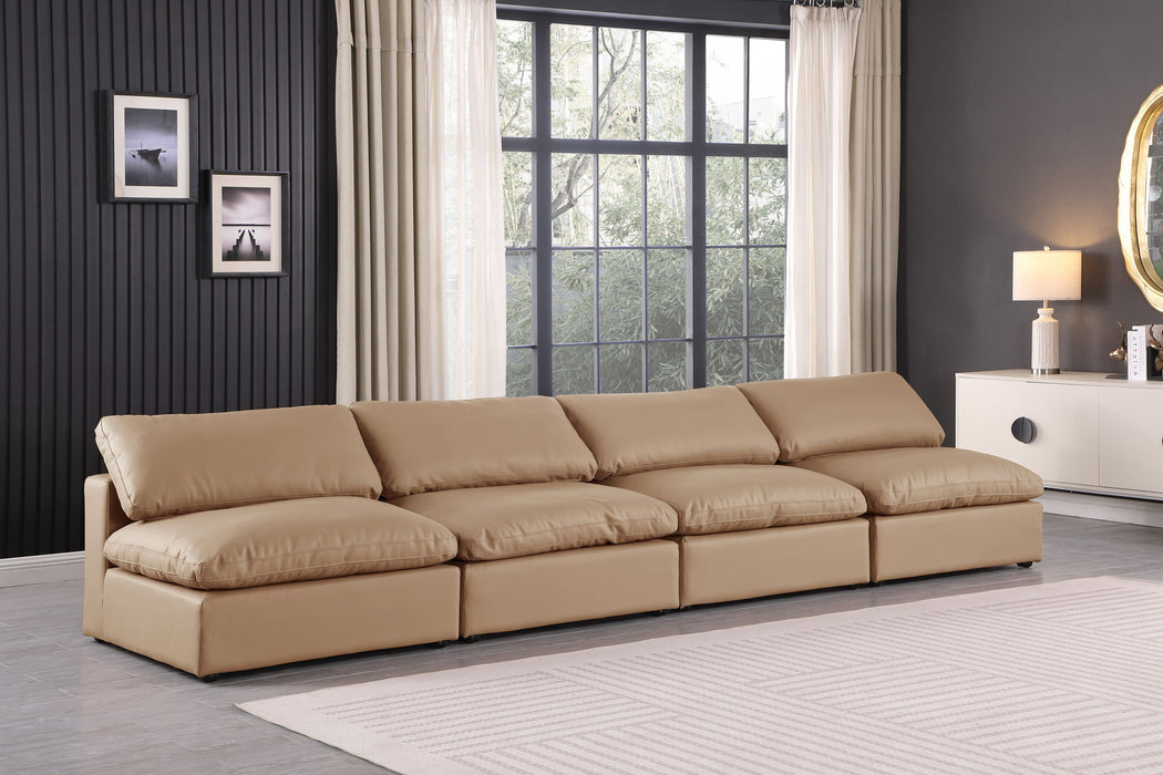 Comfy - Faux Leather Modular Armless Sofa 4 Pieces - Tan - Simple Home Plus