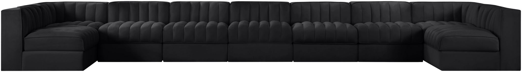 Rummi - Armless Velvet Performance Fabric Upholstered 9 Piece Modular Sectional - Simple Home Plus