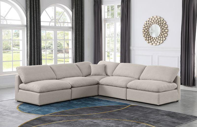 Indulge - Linen 5 Piece Modular Corner Armless Sectional