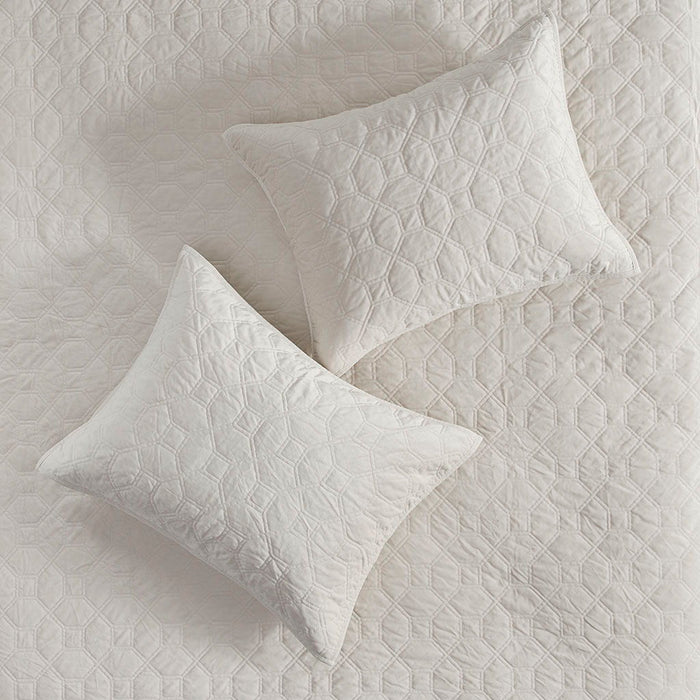 Harper - King Reversible 3 Piece Coverlet Set - Ivory - Simple Home Plus