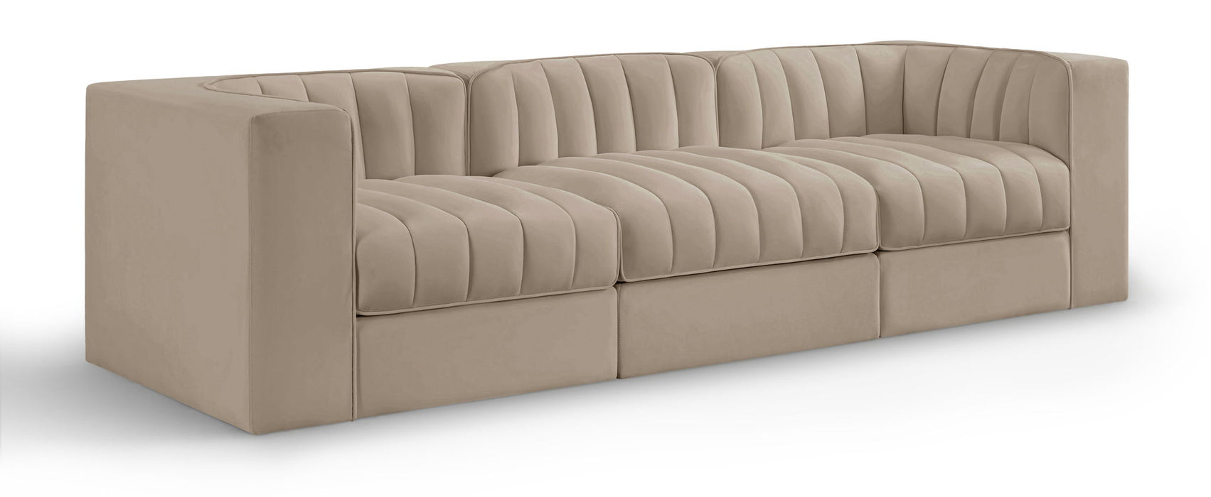 Rummi - Velvet Performance Fabric Upholstered 3 Piece Modular Sofa - Simple Home Plus