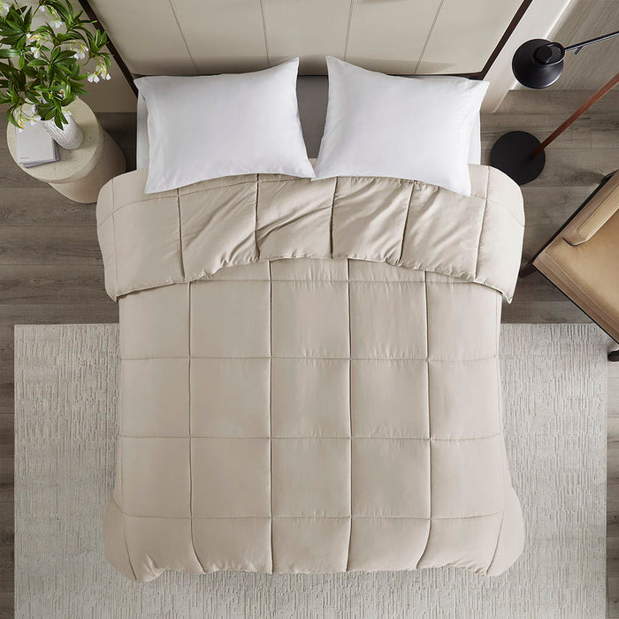 Winfield - 300 Thread Count Cotton Shell Luxury Down Alternative Comforter - Tan - Simple Home Plus