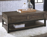 Johurst - Grayish Brown - LIFT TOP COCKTAIL TABLE - Simple Home Plus