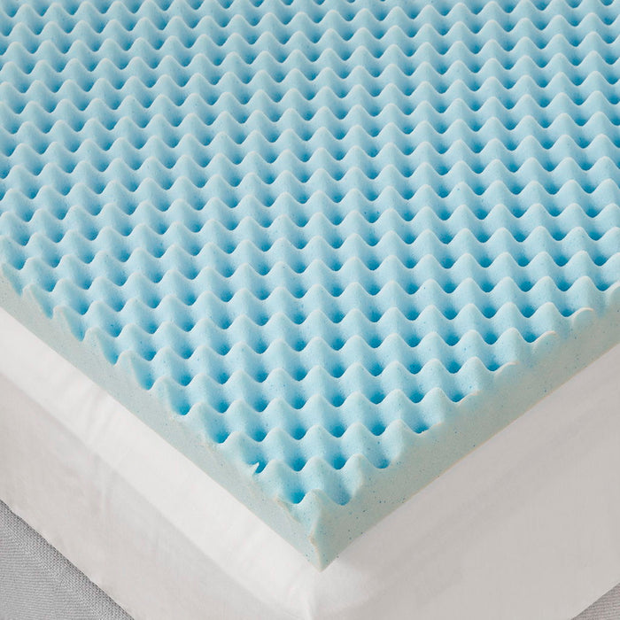 Gel Memory Foam Hypoallergenic Cooling Mattress Topper - Blue - Simple Home Plus