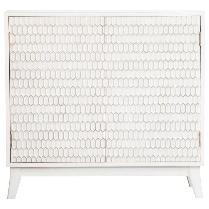 Gambon - 2 Door Wood Honeycomb Pattern Accent Cabinet - White - Simple Home Plus