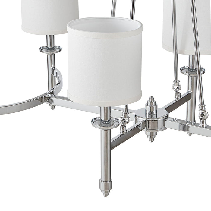 Elegenza - 6-Light Chandelier With Fabric Drum Shades - Chrome - Simple Home Plus