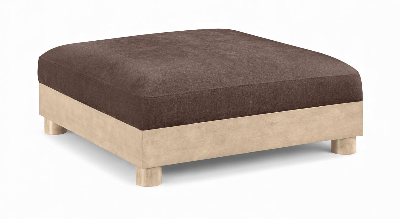 Turin - Chenille Fabric Upholstered Modular Ottoman - Natural Base - Simple Home Plus