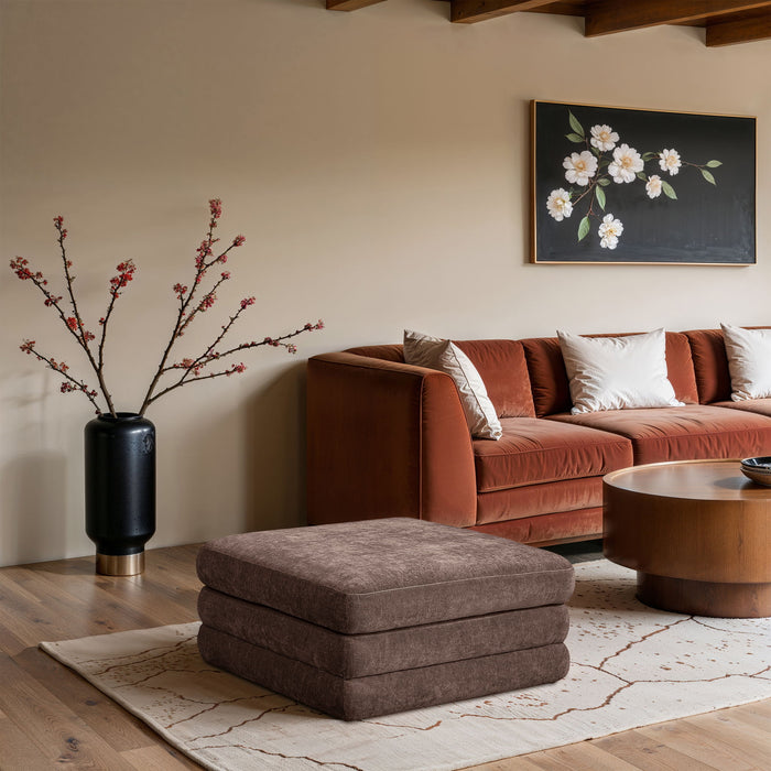 Stellar - Chenille Fabric Upholstered Modular Modular Ottoman - Simple Home Plus