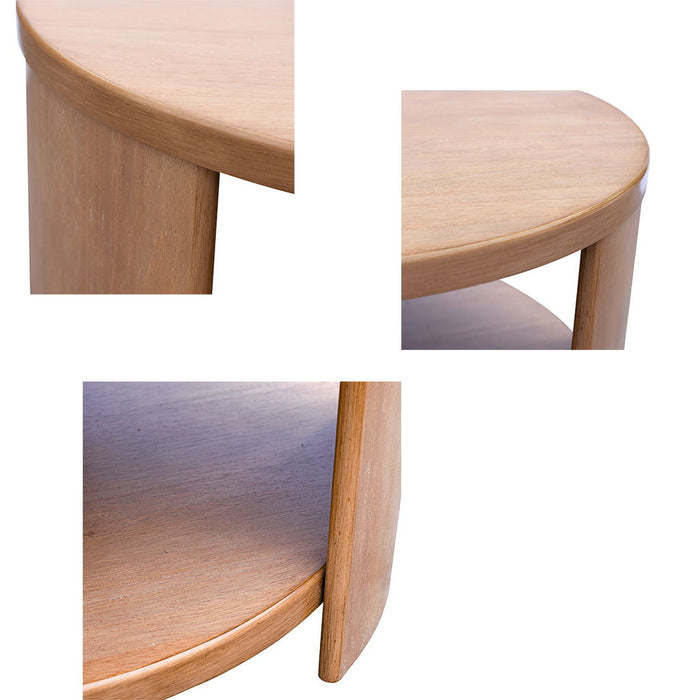 Skye - Round Coffee Table With Shelf - Natural