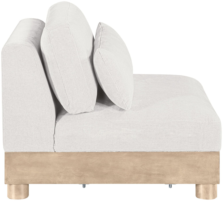 Turin - Chenille Fabric Upholstered Modular Armless Chair - Natural Base - Simple Home Plus