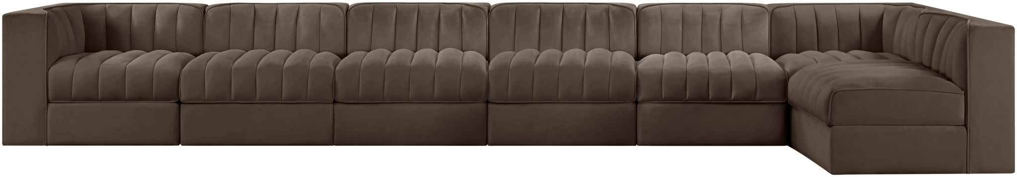 Rummi - Velvet Performance Fabric Upholstered 7 Piece Modular Sectional, L-Shaped (Right) - Simple Home Plus