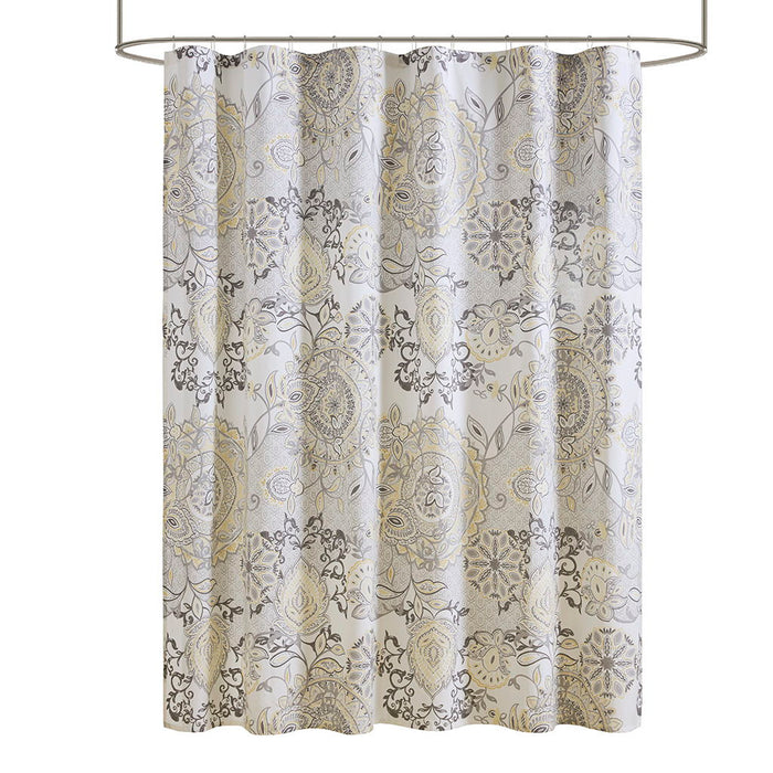 Isla - Printed Cotton Shower Curtain - Yellow - Simple Home Plus