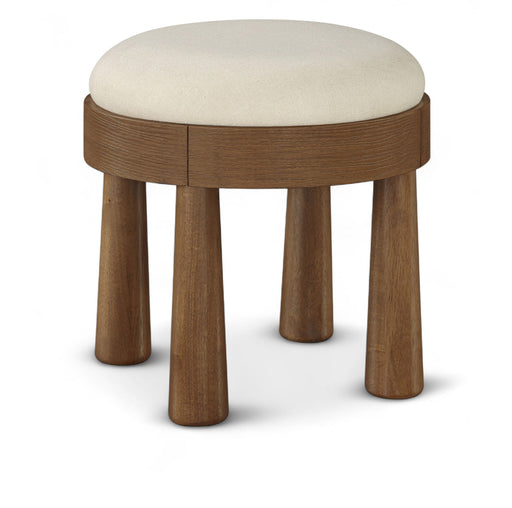 Larea - Linen Textured Fabric Upholstered Ottoman - Walnut Base - Simple Home Plus