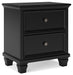 Lanolee - Black - Two Drawer Nightstand - Simple Home Plus