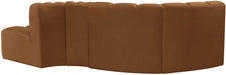 Arc - Velvet 4 Piece L-Shaped Modular Sofa - Saddle - Simple Home Plus