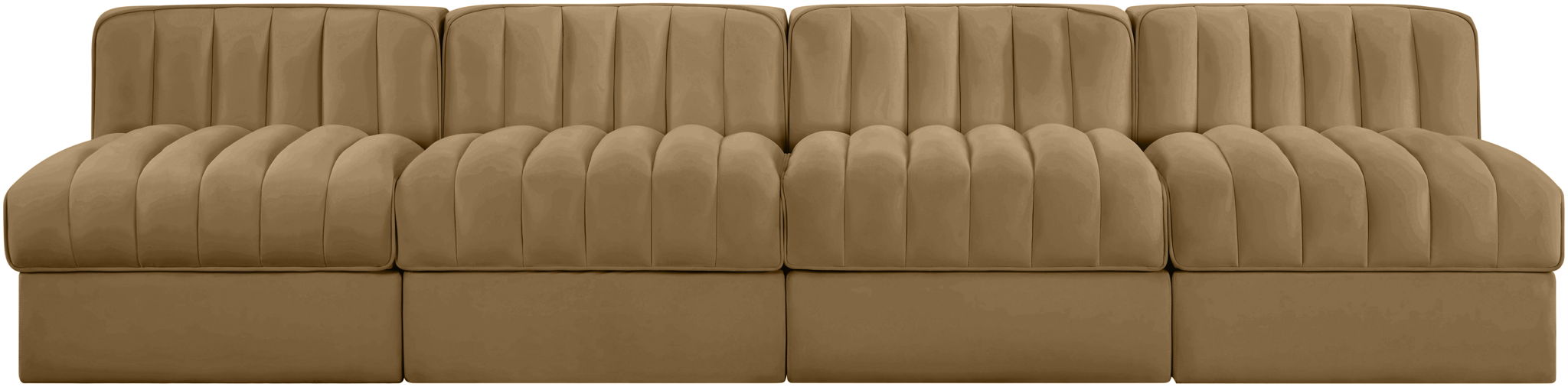 Rummi - Armless Velvet Performance Fabric Upholstered 4 Piece Modular Sofa - Simple Home Plus