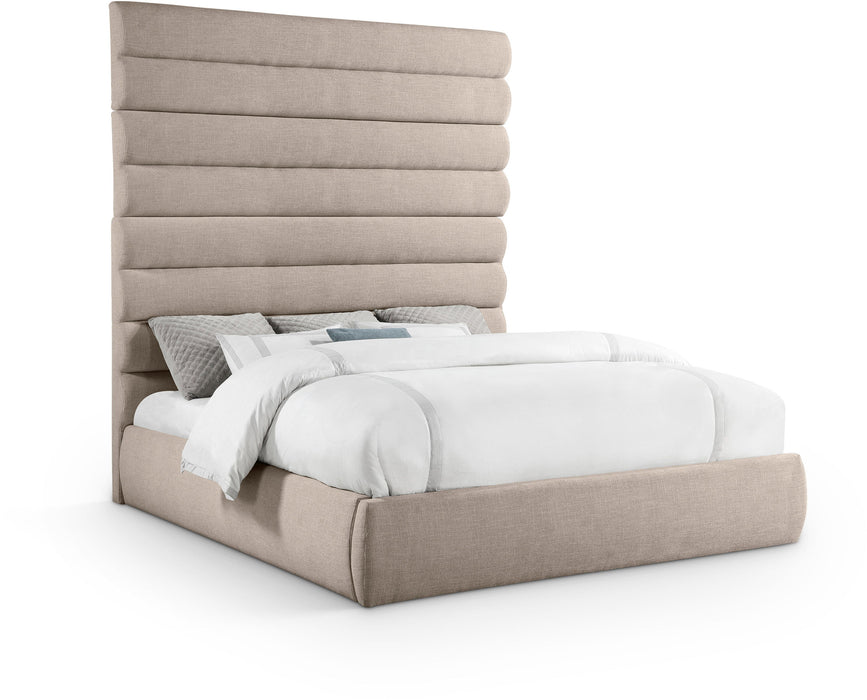 Adam - Linen Fabric Bed With 89" Headboard - Simple Home Plus