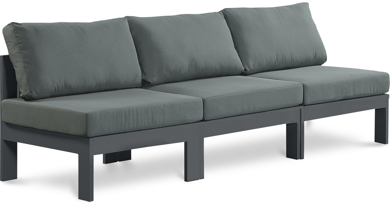 Nizuc - Outdoor Patio 3 Seat Armless Modular Sofa With Gray Frame - Simple Home Plus