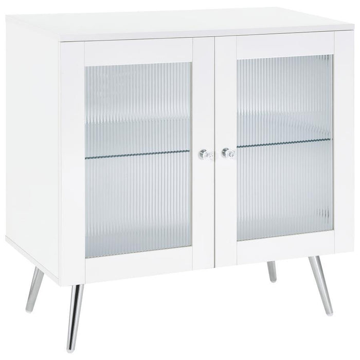 Nieta - 2 Door Engineered Wood Accent Cabinet - White High Gloss - Simple Home Plus