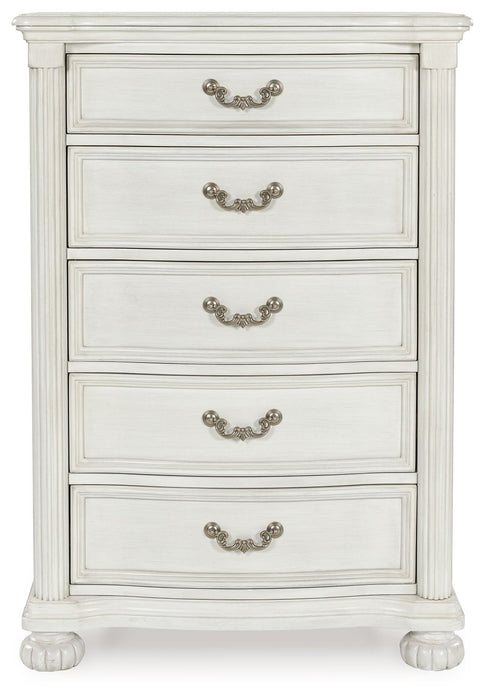 Montelaine - Antique White - Five Drawer Chest - Simple Home Plus