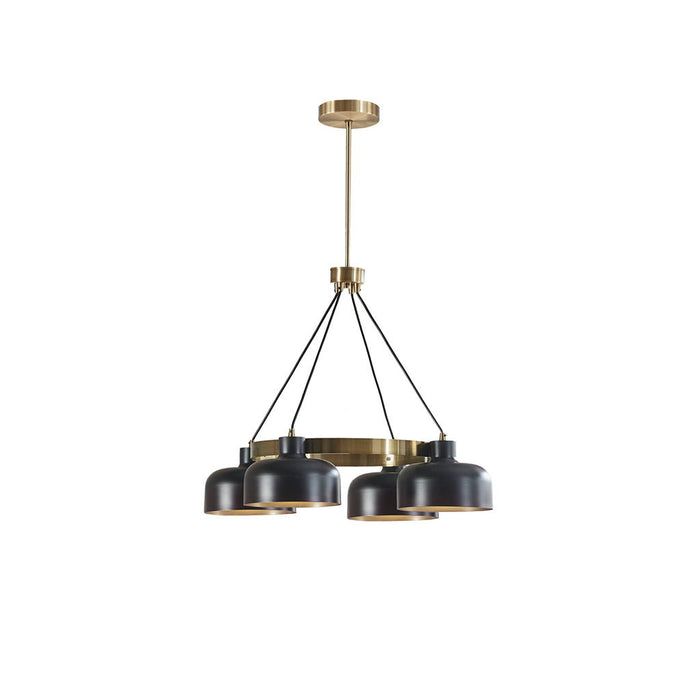 Abbott - 4-Light Metal Shade Chandelier - Black / Gold - Simple Home Plus