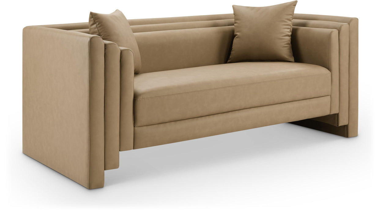 Everett - Vegan Leather 67" Upholstered Loveseat - Tan - Simple Home Plus