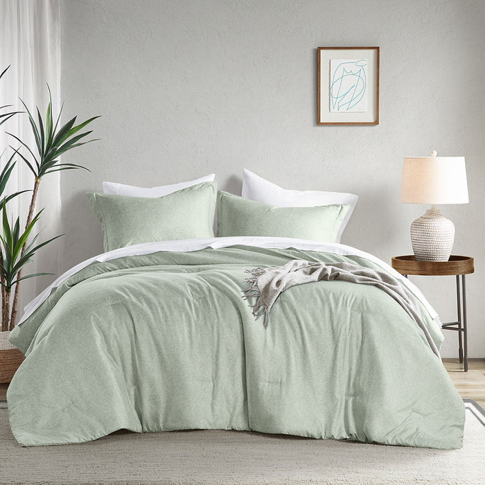 Camden - Full/Queen Chambray Print Solid Comforter Set - Sage Green - Simple Home Plus
