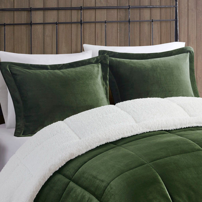 Alton - King Down Alternative Comforter Set - Green / Ivory - Simple Home Plus