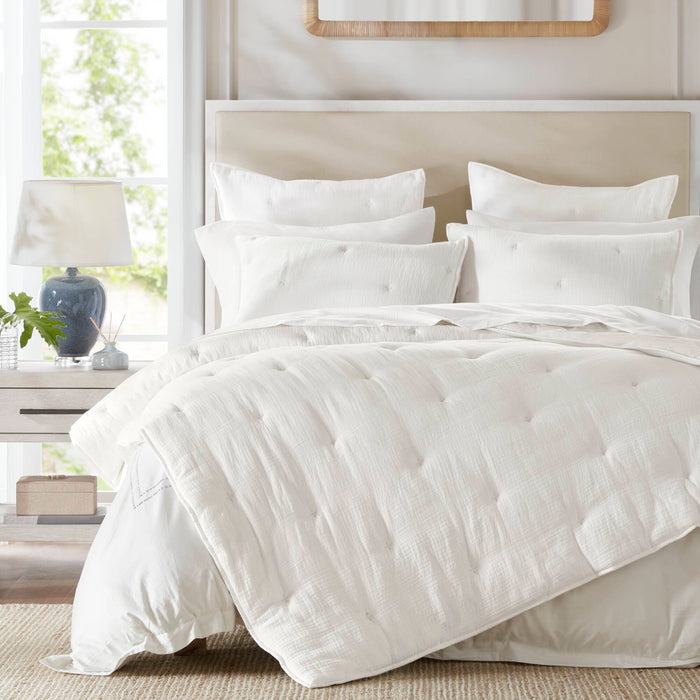 Breeze - Full/Queen Cotton Gauze Embroidered Quilt Set - White - Simple Home Plus