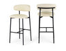 Lupita - Vegan Leather Upholstered Bar Stool (Set of 2) - Cream / Matte Black - Simple Home Plus