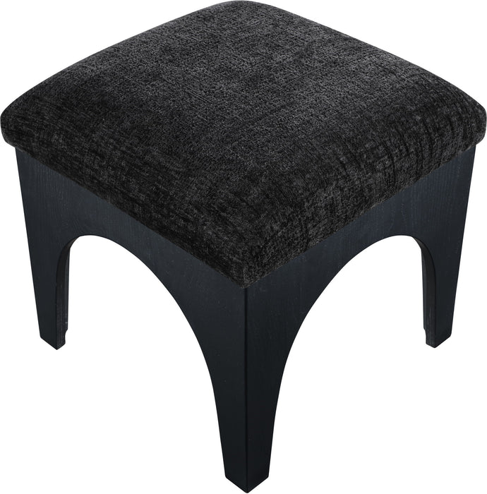 Lawson - Chenille Fabric Ottoman - Black Base - Simple Home Plus