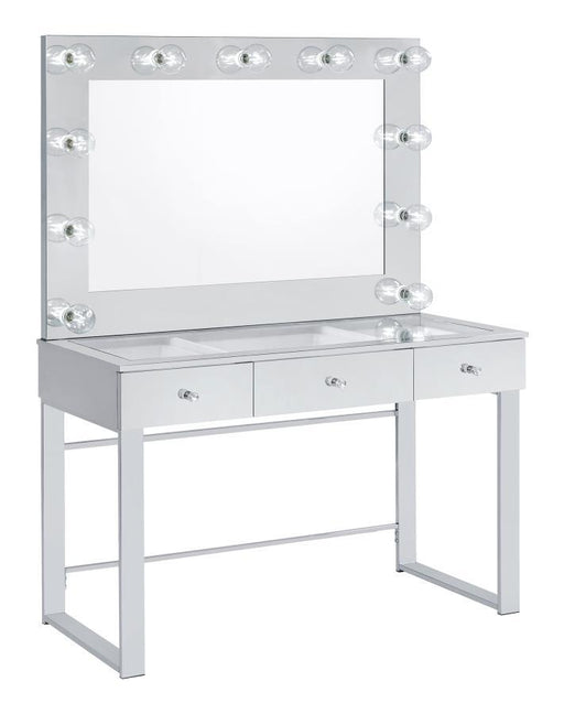 Umbridge - 3-Drawer Vanity Set With Lighting - Chrome And White - Simple Home Plus