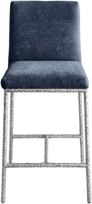 Reeves - Chenille Fabric Upholstered Counter Stool (Set of 2) - Silver Base - Simple Home Plus